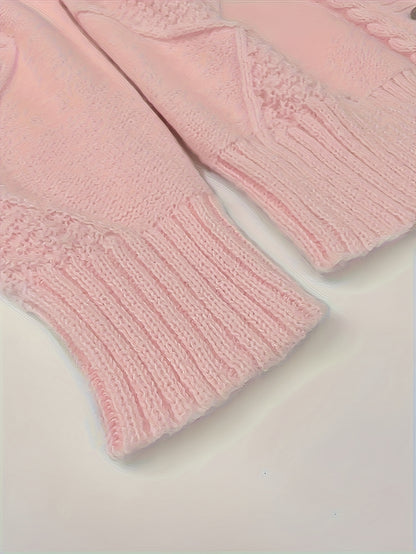 [Cozy Cable Cardigan] Plus Size - Cozy Plus Size Cable Cardigan - Soft Long Sleeve Open Front Layer for Comfortable Everyday Wear
