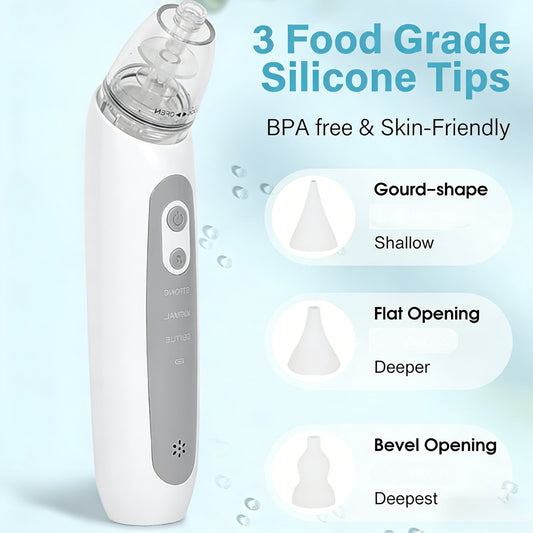 Portable Nasal Cleaning Device, USB Rechargeable Nasal Aspirator with Anti-Backflow & Built-In Music, 3-Level Adjustable Suction with 3 Tips, Ideal for Home, Travel & Holiday Gifts