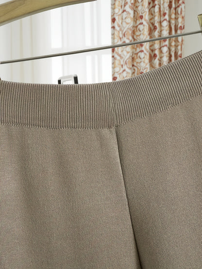 New Autumn And Winter Women'S Loose Set, Including Long Wide-Leg Pants, a Shawl Cardigan, And a High-Neck Vest Sweater, a Fashionable Three-Piece Set