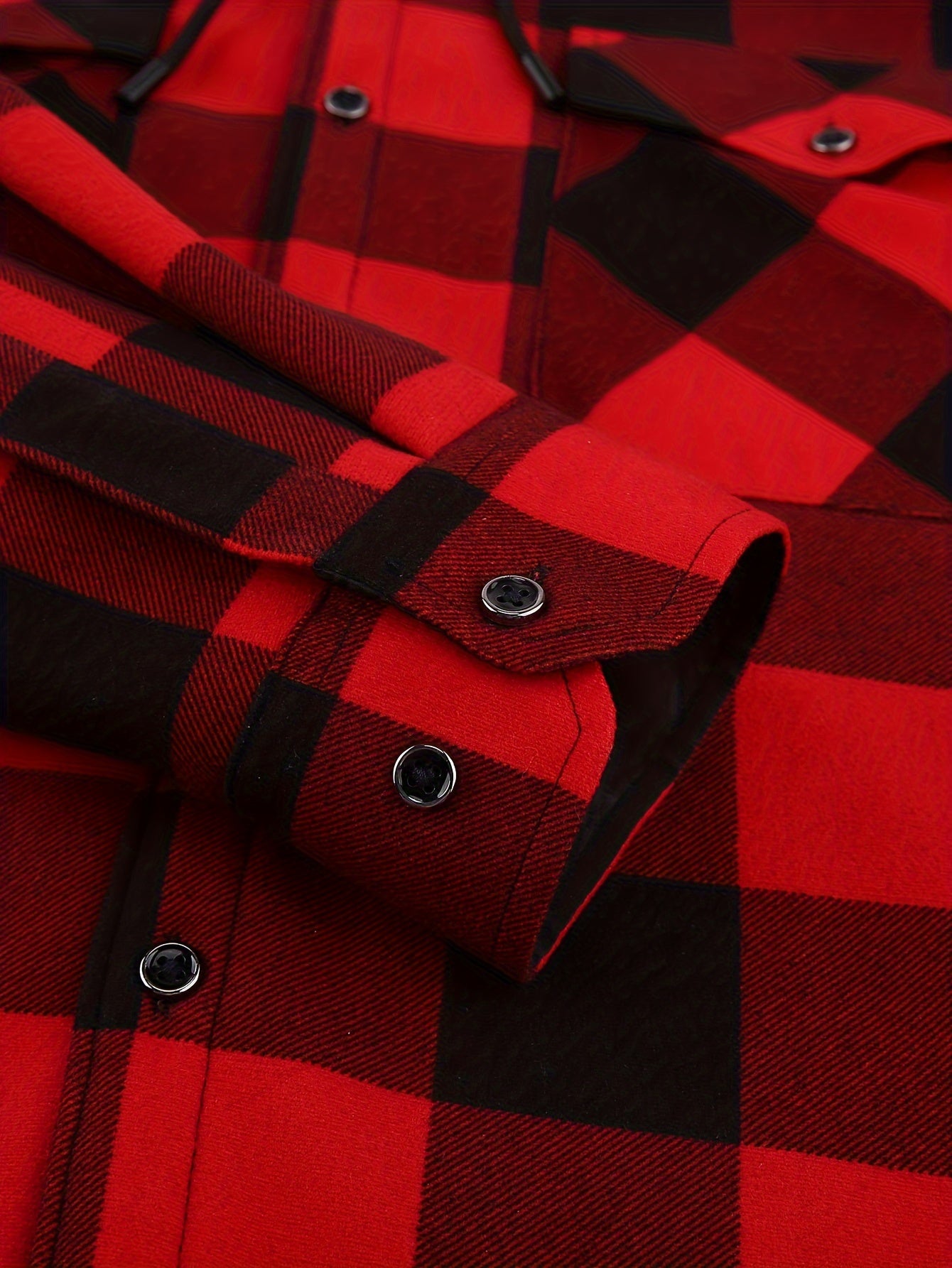 New Men'S Plaid Hooded Long-Sleeved Shirt Outdoor Casual Shirt Jacket | Flannel with Pocket Double Bag Double | Inner Lining Is Thickened | Thermal Shirt