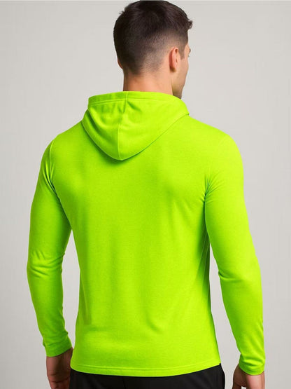 4 Pack Men's Hi Vis Performance Hooded Shirts, Long Sleeve Quick Dry Moisture Wicking UPF 50+ Lightweight Work Shirts with BONUS Performance Neck Gaiter