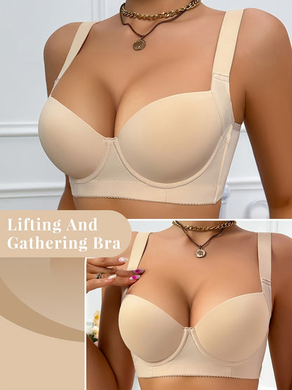 Smooth Women's Bra Underwear with Steel Ring, Comfortable, Gathered And Anti-sagging Wide Shoulder Strap Bra Shipped From Local Warehouse