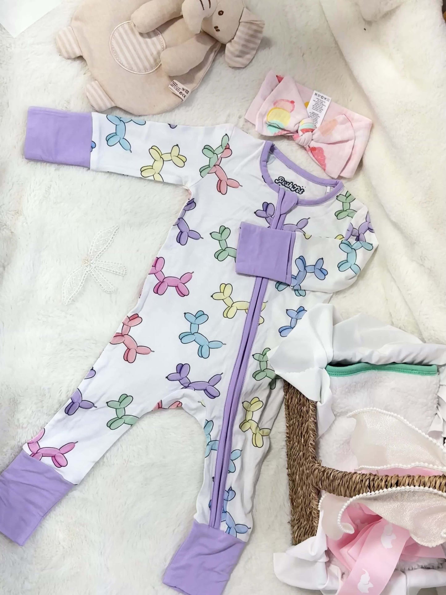 POSHTOT Newborn Baby Jumpsuit, Cartoon Tools Pattern, Bamboo Fiber Baby Clothes, Suitable for 0-24 Months, for Outdoor Games, Full-Length Zipper, Baby Items