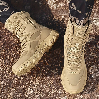 AIMINI Men's Tactical Hiking Boots - All-Season High-Ankle with Abrasion-Resistant  Upper, Reinforced Stitching & Rubber Sole for Outdoor, Camping, Jogging, Running, Rugged Terrain - /Civilian Footwear