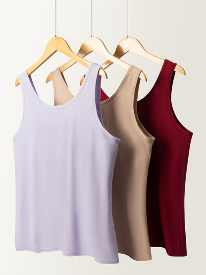 Plus Size - Plus Size - Women'S 3pcs Modal Set with Built-In Bra Camisole, One-Piece Style, Plus Size, Peek-Proof