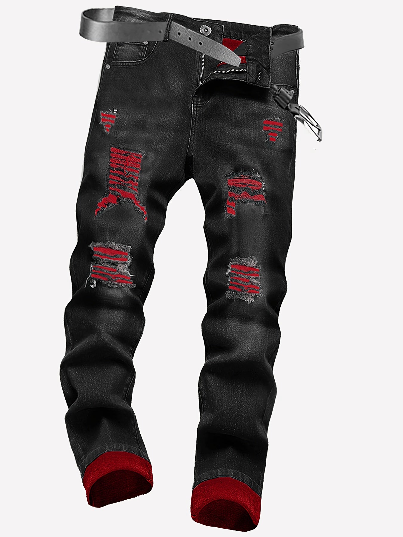 2pcs Men's Slim Fit Distressed Ripped Jeans | Classic Stretch Denim Pants, Trendy Casual Versatile Outfits