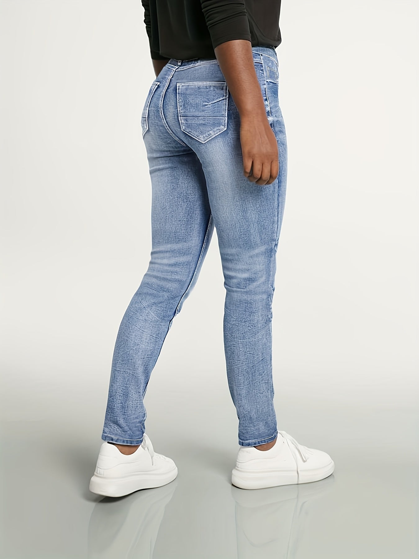Women's Bright Steel Blue Denim High-Waist Slim-Fit Jeans - product view 6