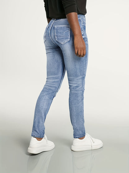 Women's Bright Steel Blue Denim High-Waist Slim-Fit Jeans - product view 6