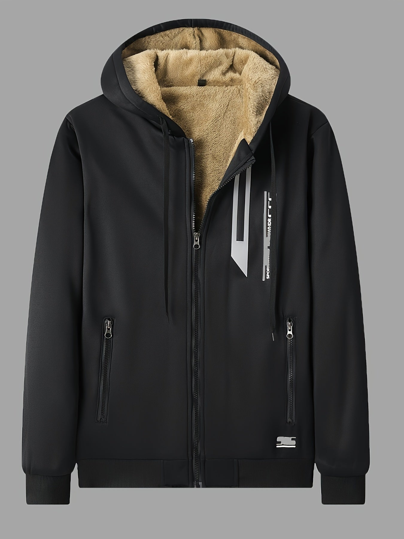 Men's Winter -Lined Thick Warm Hoodie Jacket, Athletic Zip-Up Sweatshirt with Pockets