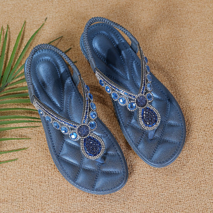 Fashionable Sandals with Rhinestones, Versatile And Suitable for Plus Sizes in a Bohemian Style., Women Shoes