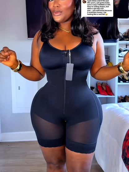 Women'S Colombian Faja Shapewear With Zipper - Tummy Control Butt Lifting Bodysuit, High Compression Shaper Garment, Lace Contrast, Non-Slip, Suitable For Postpartum Surgery Daily Wear