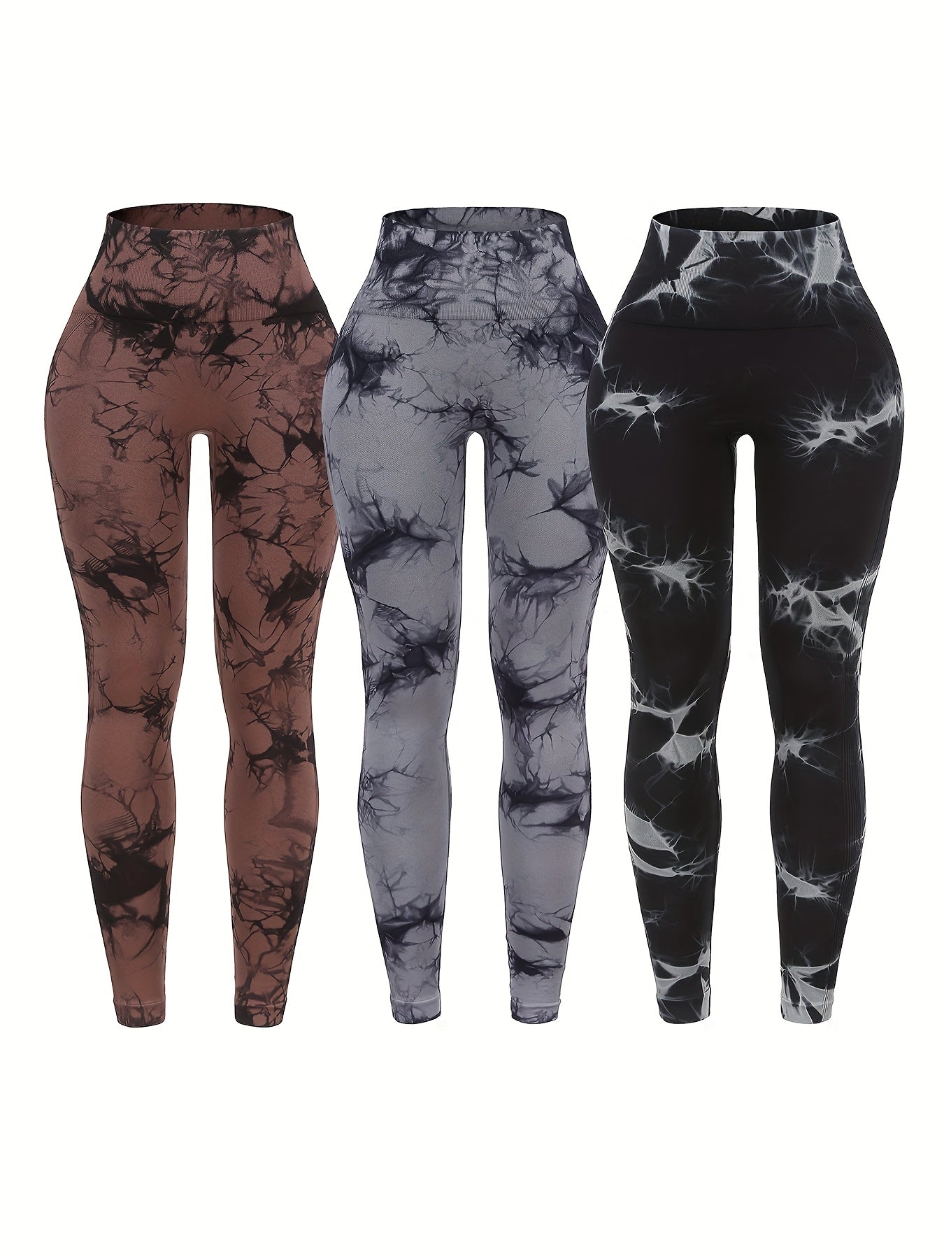 3-Pack Tie-Dye Seamless High Waistband Sweat Pants