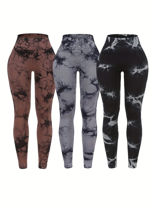 3-Pack Tie-Dye Seamless High Waistband Sweat Pants
