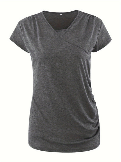 Set of 3 Women'S Short Sleeve Maternity Tops with Side Ruching for Breastfeeding