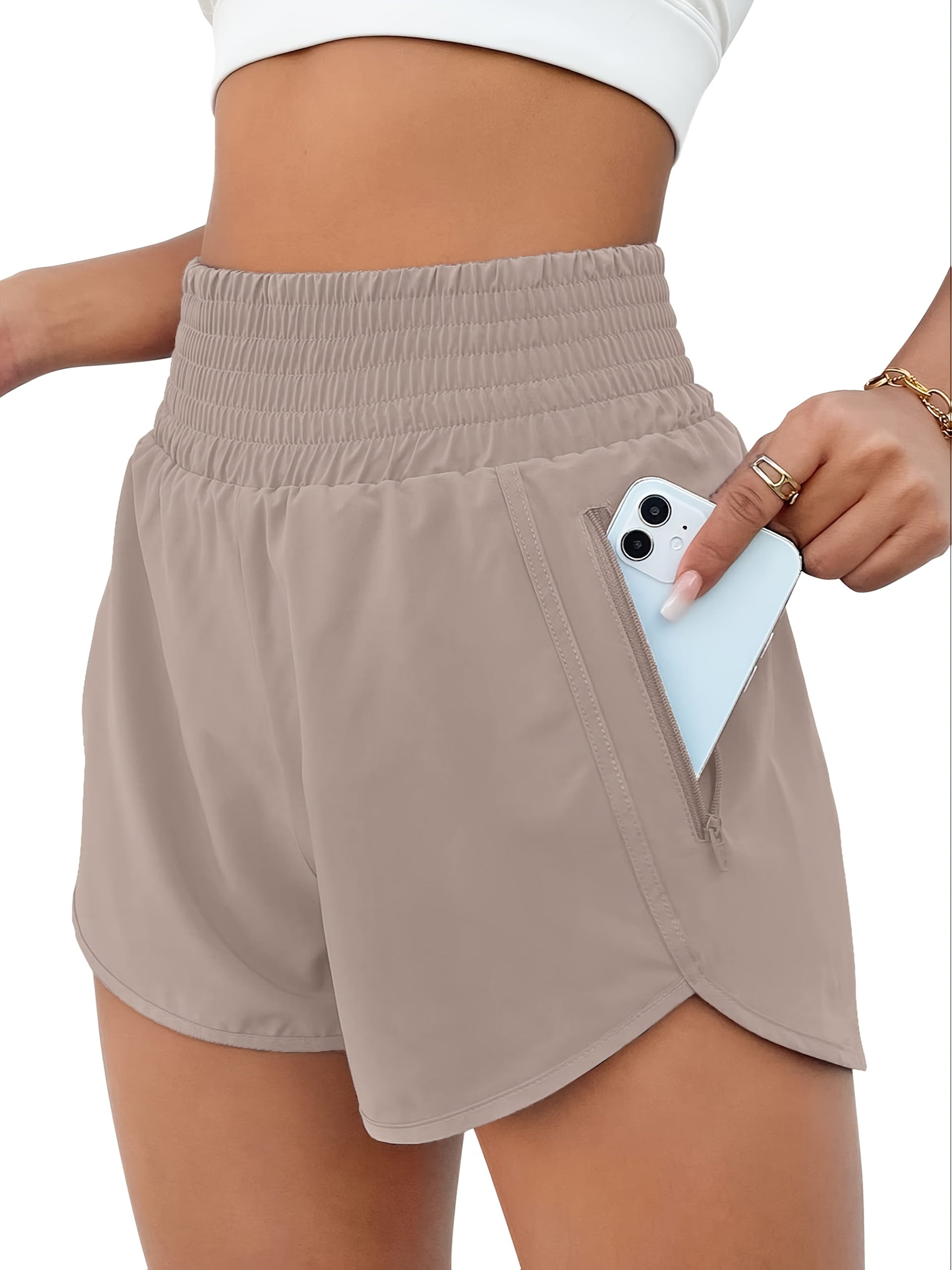 Women's Khaki High-Waist Shorts - product view 25