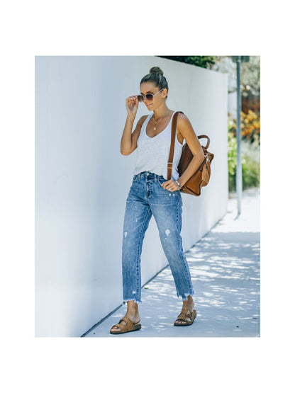 Stretch Jeans Wide Leg Jeans Tight Straight Leg Jeans Wash Distressed Casual Denim Jeans starchedjeans