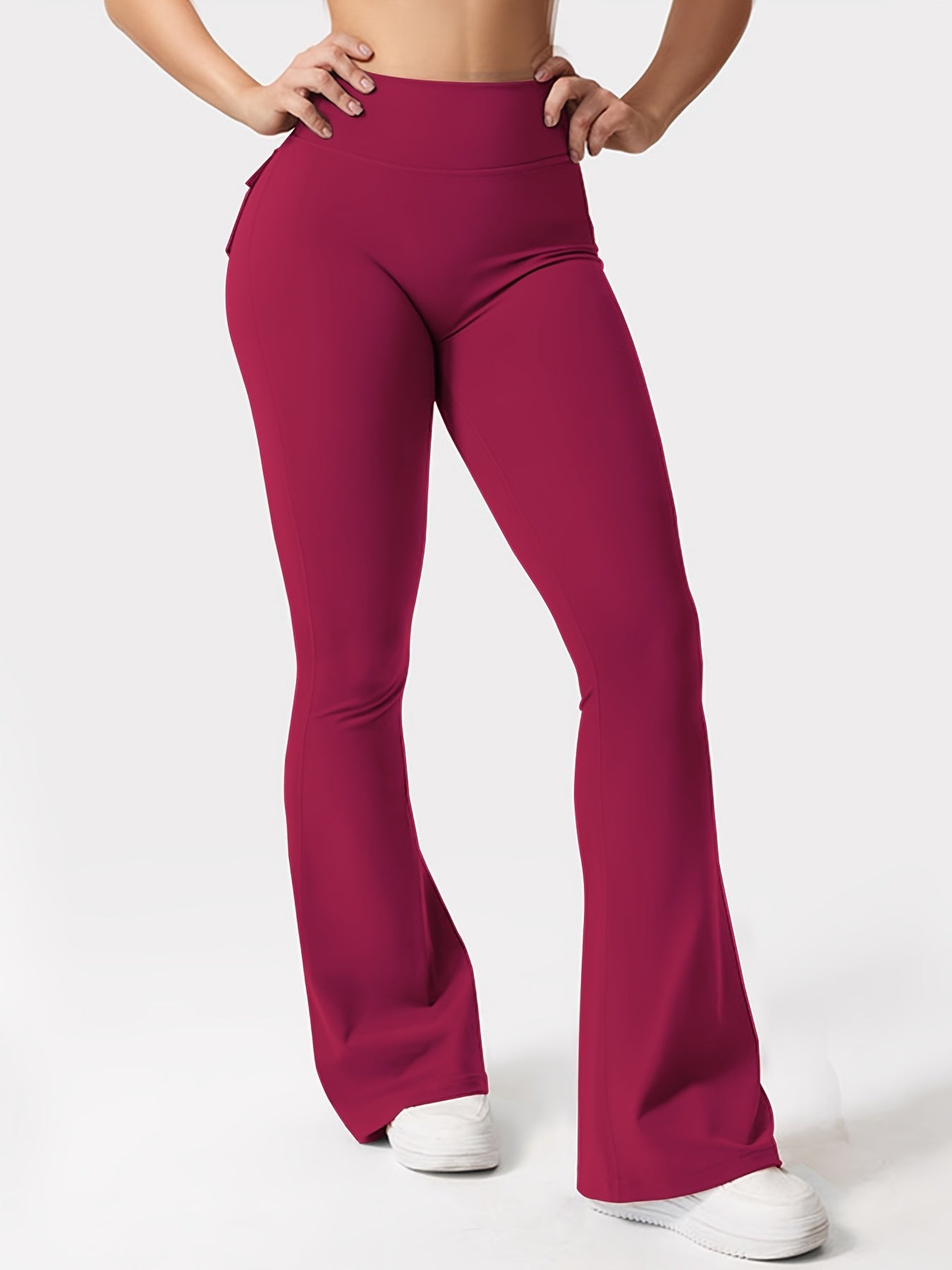 New Women'S Casual Loudspeaker Yoga Pants Training Loudspeaker Pants High Waist Work Clothes Belt Pocket Sportswear