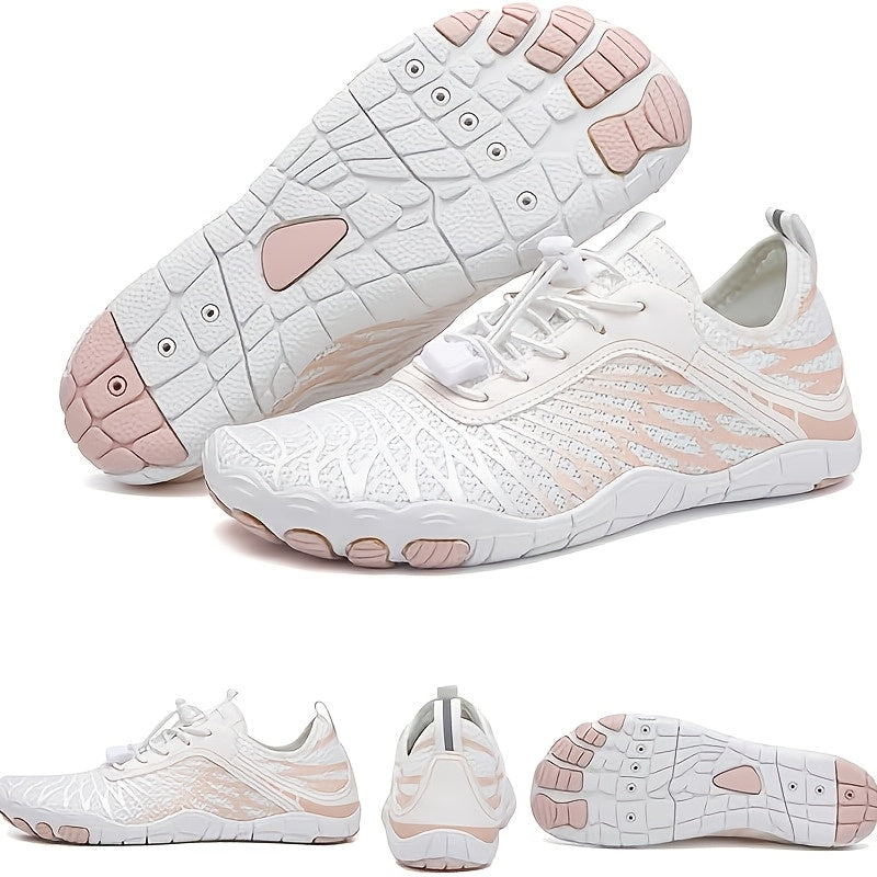 Women's Versatile Quick-Dry Sneakers: Lightweight, Non-Slip, Breathable Striped Aqua Shoes for All-Season Outdoor Adventurew Slip Lace Up Casual Shoes