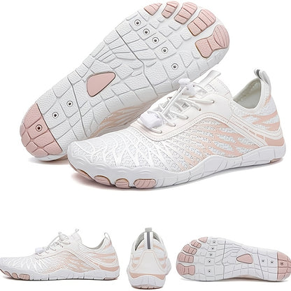 Women's Versatile Quick-Dry Sneakers: Lightweight, Non-Slip, Breathable Striped Aqua Shoes for All-Season Outdoor Adventurew Slip Lace Up Casual Shoes