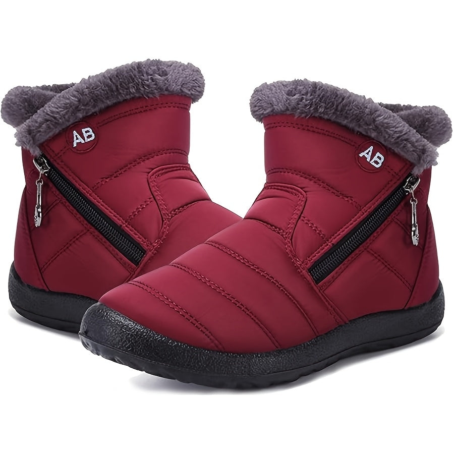 Women'S Snow Boots Winter faux fur Lined Ankle Boots Ladies Side Zipper Warm Lightweight Booties Outdoor Anti-Slip Walking Boots, Women Shoes