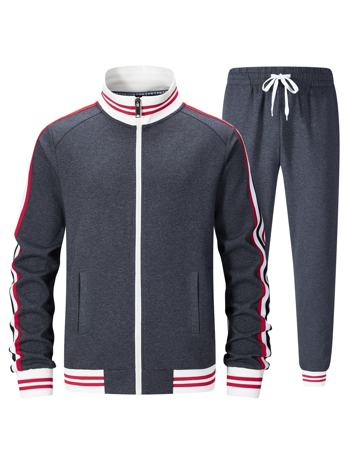 Men Track Suits Sets Long Sleeve Full-zip Sweatsuit Active Jackets And Pants 2pcs Outfits