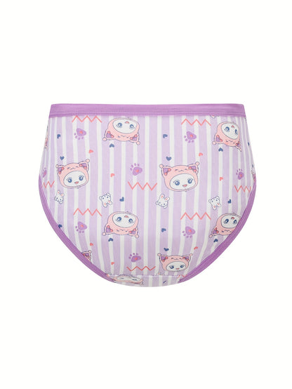 8pcs Girls Cotton Briefs Soft Cute Animal Print Girls Underwear