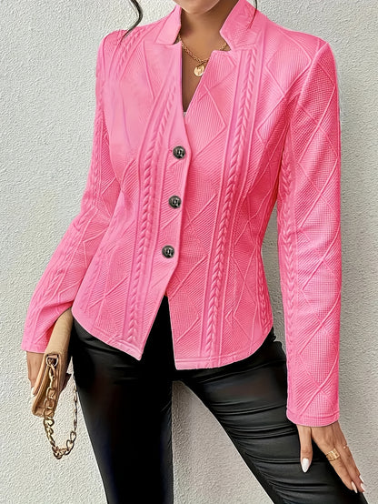 Thin And Breathable Blazer Jacket, 2026 Casual Fashion Blazers For Women, Long Sleeve Button-up Stand Collar Textured Business Casual Suit Jacket, Jackets For Women, Womens Jackets