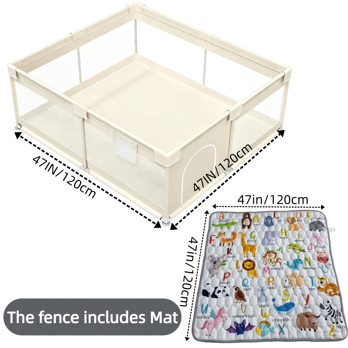 Large Baby Playpen 71 71inch 3 Sizes Grey Color Activity Fence Play Yard Soft - product view 7