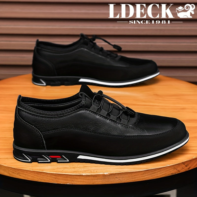 LDECK Mens Elastic Band Loafers Soft Lining For Comfortable Walking Durable Outsole Classic Modern Look Perfect Commuter Shoe Gift Choice