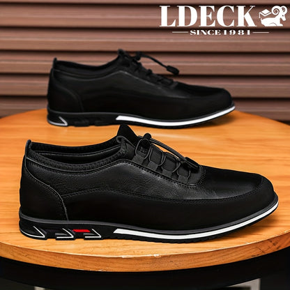 LDECK Mens Elastic Band Loafers Soft Lining For Comfortable Walking Durable Outsole Classic Modern Look Perfect Commuter Shoe Gift Choice