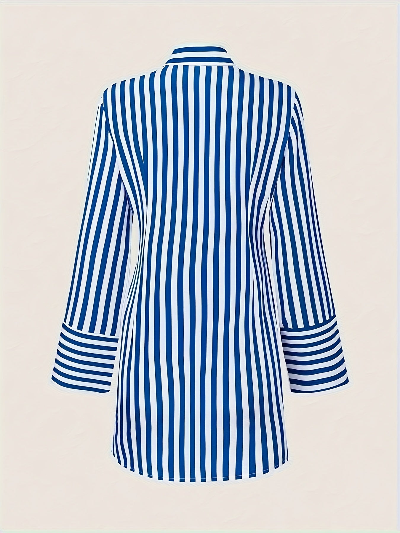 CharmGlow Comfortable Chic Striped Shirt Dress with Side Pockets