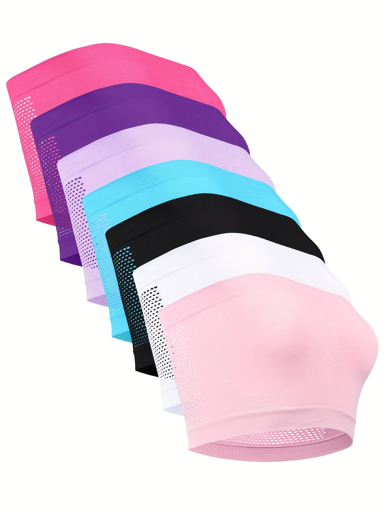 7-pack High Elasticity Strapless Bra with No Padding, Women's One-piece Strapless Bra, Breathable Mesh, Seamless Strapless Bra