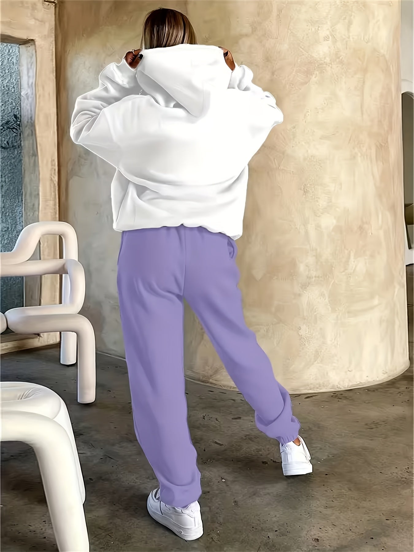 Women'S 2025 Trendy Motivational "Stronger Than The Storm" Two-Piece Hoodie Set - Fall Winter Cozy Warm Oversized Lazy-Chic Casual, Daily Streetwear Lounge Outfit, Plus-Size Figure-Flattering Soft Matching Two-Piece Set