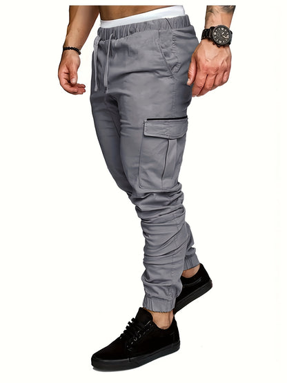 EXARUS 2 Pack Cargo Pants For Men - Relaxed Fit Twill Joggers With Elastic Waistband And Stretch Fabric - Casual Wear