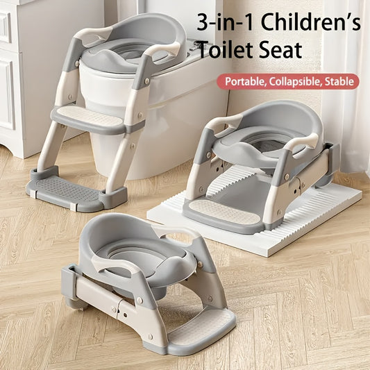 3-in-1 Toddler Potty Training Seat - Foldable Steps and Safety Harness – main product image