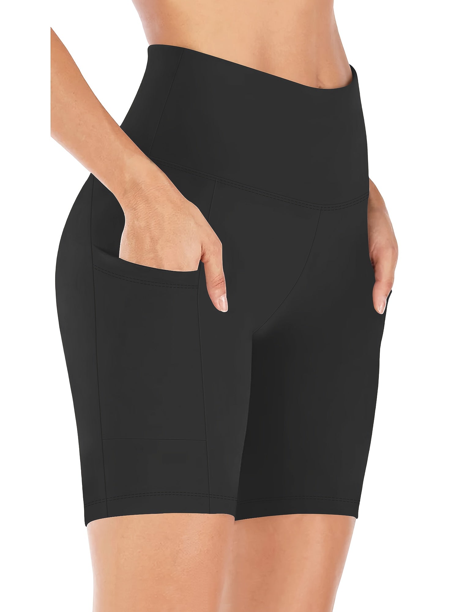 Women's Black Polyester High-Waist Shorts - product view 15