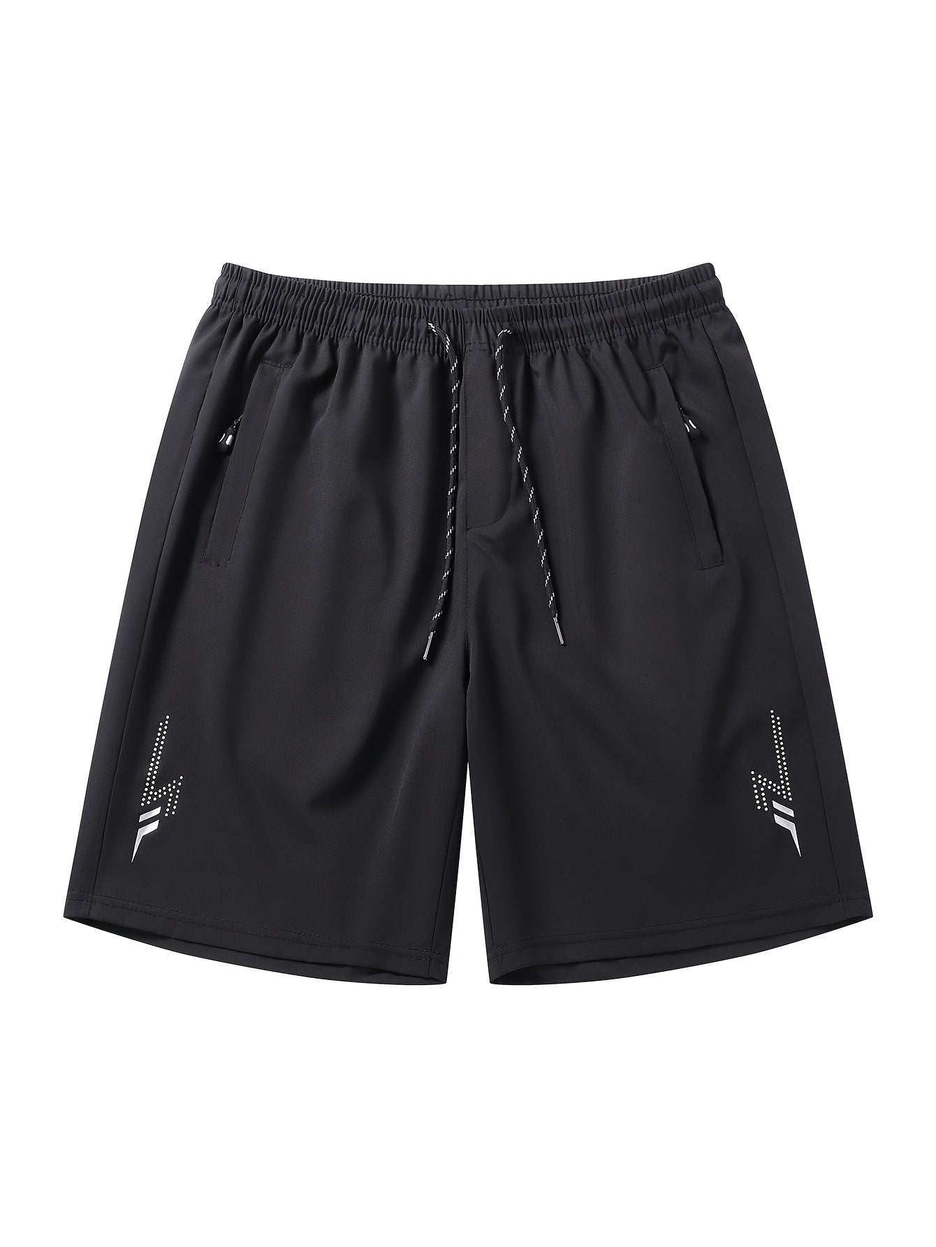 5pcs Men's Casual Sports Shorts with Hidden Zipper Pockets, Contrast Zipper, Summer Breathable Quick-Dry Fabric, for Daily Wear, Running, Basketball, Knee-Length Pants for Men, Quick-Dry Fitness Shorts for Men, Striped Waistband with Drawstring