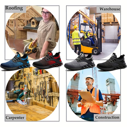 Men Women Steel Toe Sneakers Work Shoes Lightweight Comfortable Shoes Slip-Resistant Composite Toe Shoes for Construction