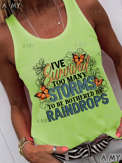 Women's Light Grey Polyester Printed Sleeveless Tank Top - product view 1