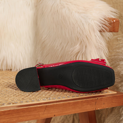 Elegant Women's Bowknot Sandals - Comfortable Chunky Heel, Square Toe, Faux Cover Dress Shoes for All Seasons, Women Shoes