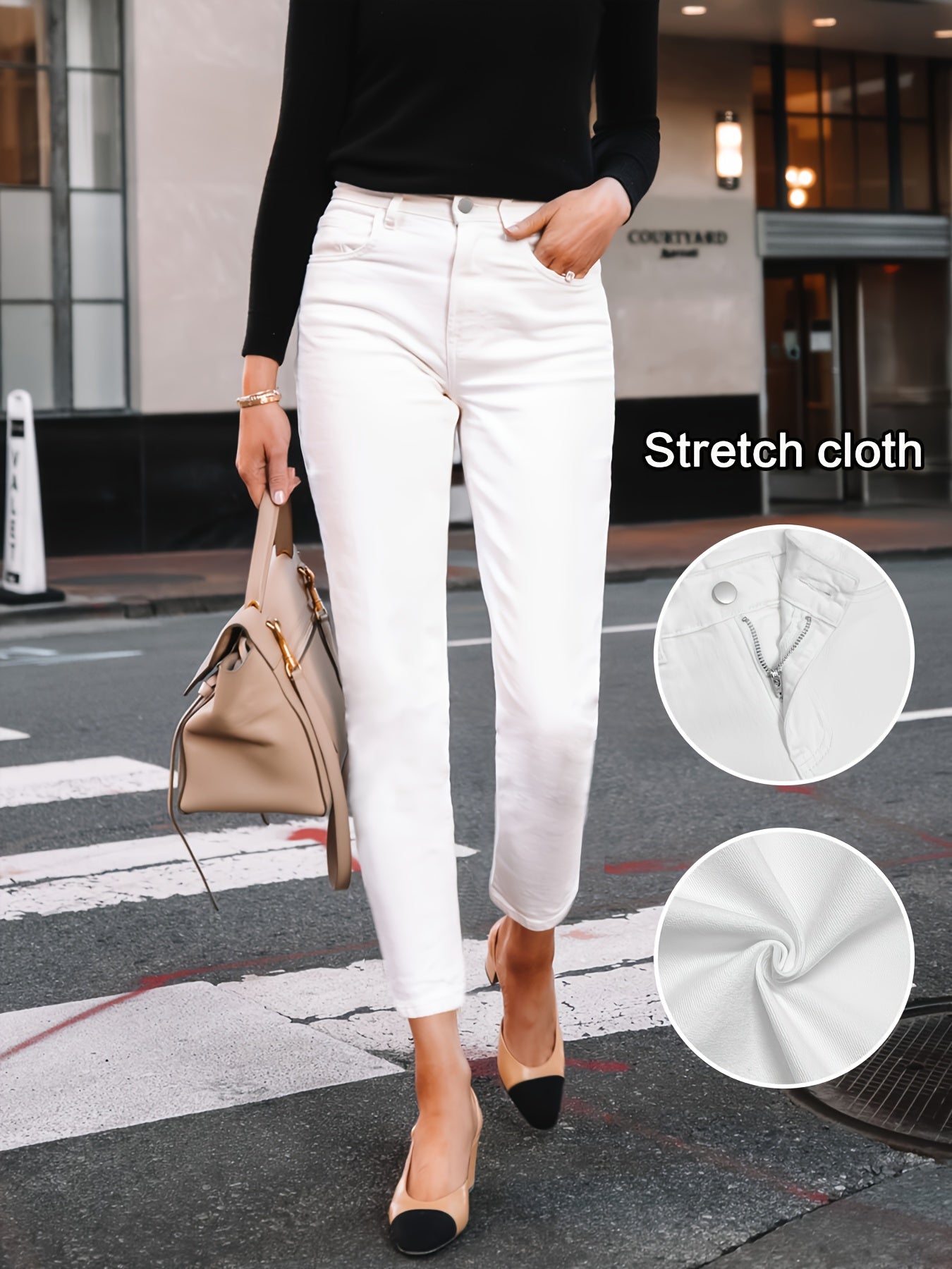 Womens High Waist Skinny Jeans Stretch Denim Pants Slim Fit Butt Lift Ankle Length Classic Solid Color Casual Street Style Daily Wear Breathable Soft Fabric Comfortable Pull On Design Figure Flattering Jeans for Women Stretch Fit High Rise Jeans