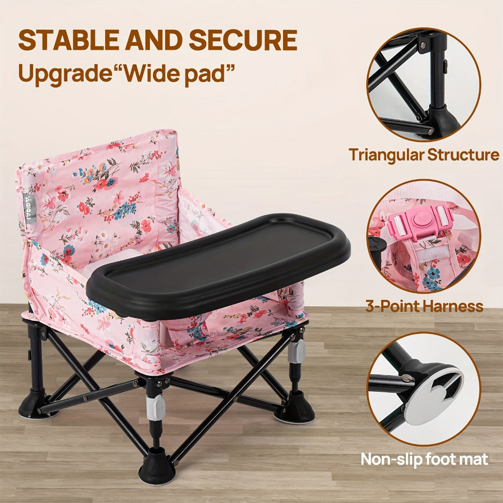 Portable Baby Chair - Foldable Tray Camping Seat