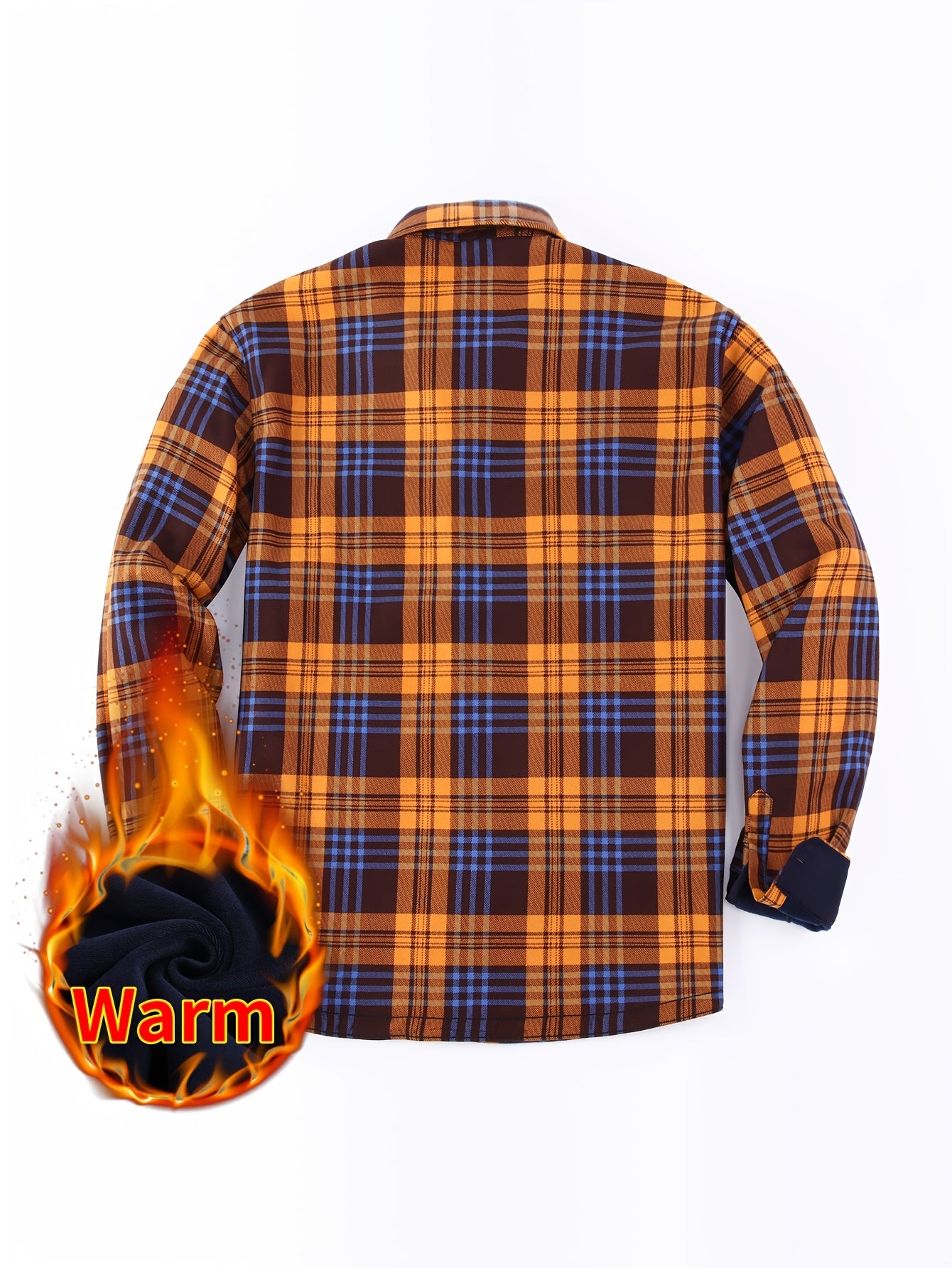 Men's Winter Flannel Plaid Shirt - Thick Warm Fleece-Lined Long Sleeve with Dual Chest Pockets, Casual Button-Up Collar for Cold Weather, Wrinkle-Resistant Soft Plaid Pattern in Navy/Red, Winter Clothes for Men, Mens Winter Clothes