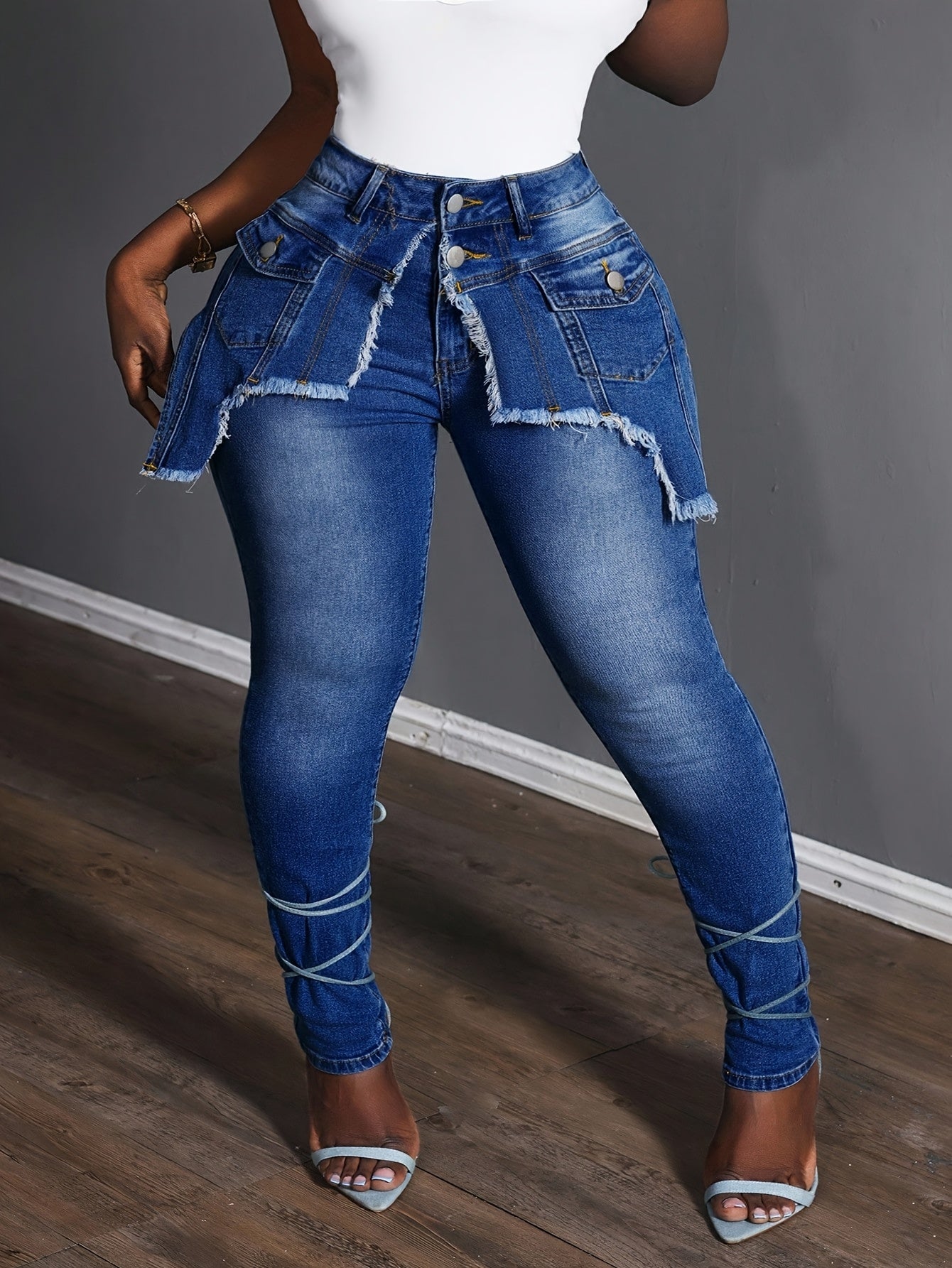 Women'S Plus - Size Skinny High - Waist Jeans for Lifting the Buttocks