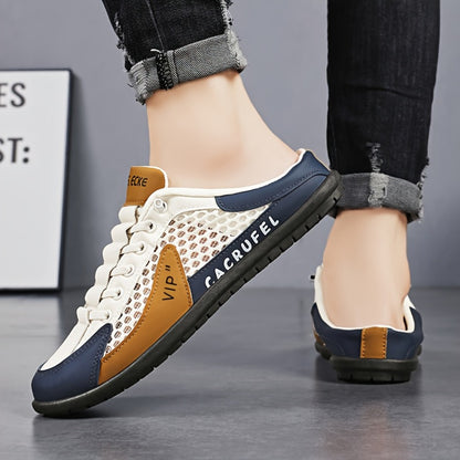 Men's Lightweight Slip-On Sneakers - Cushioned Insole and Fabric Upper