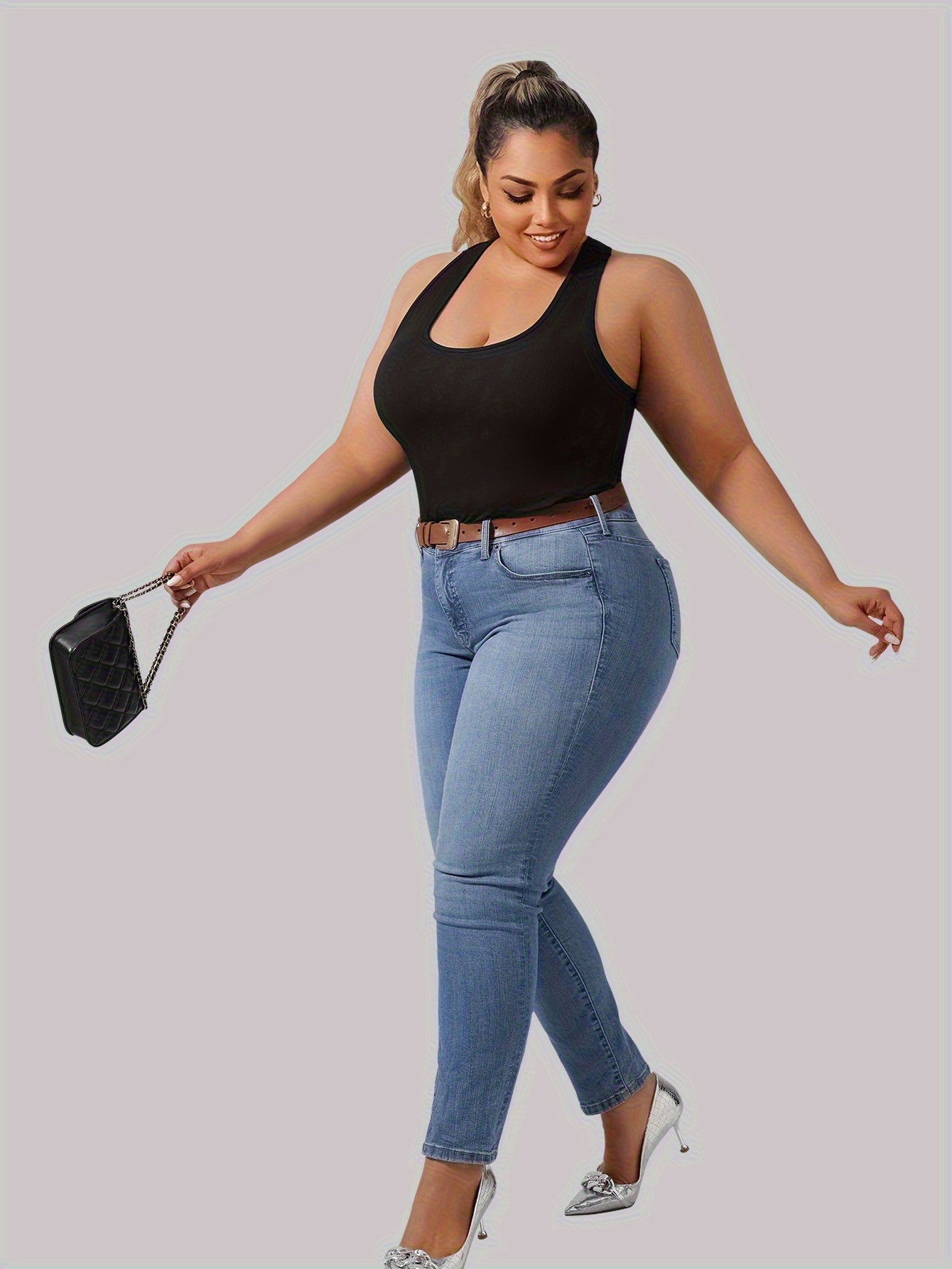 Plus Size - Plus Size - Plus-Size Women'S Spring Summer Fall Vest 2-In-1 Vest with Coaster I-Back Rib Casual Base Vest