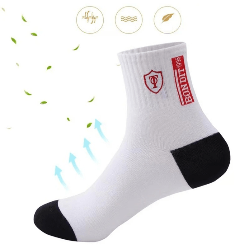 10 Pairs Of Men'S Trendy Breathable Crew Socks, Comfy Casual Soft Thermal Socks, Winter & Autumn