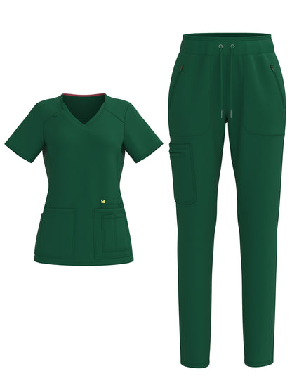 PandaFlex 4 Way Stretch Women Scrub Set Modern Fit V-Neck Top & Multi Pocket Pants 3371