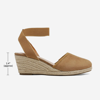 Women's Elastic Ankle Strap Espadrilles Wedge Pump Sandals