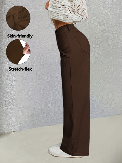 Women's Coffee Brown Denim High-Waist Jeans - product view 3
